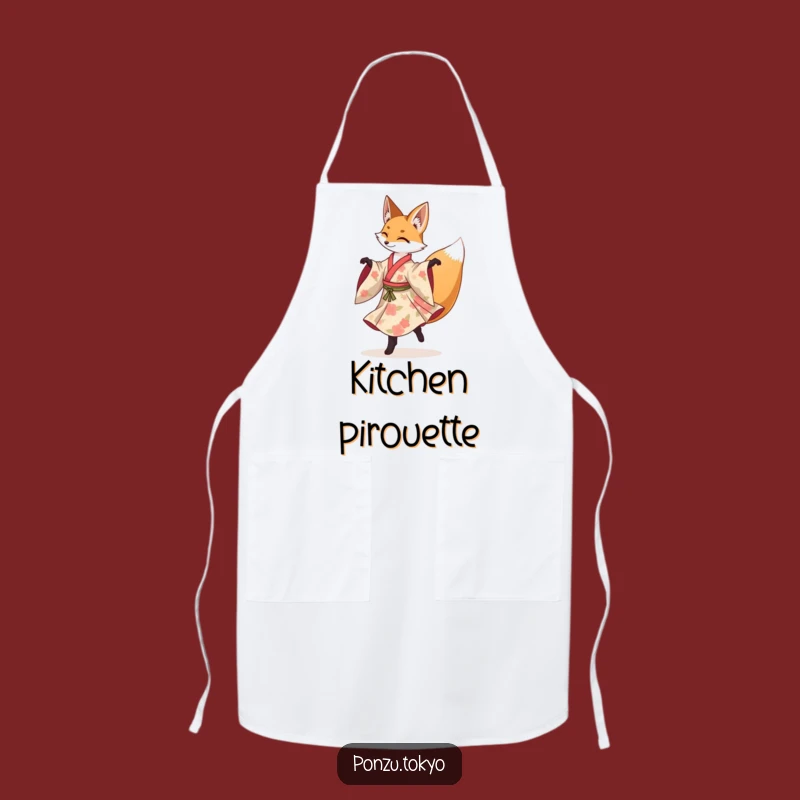 Funny Fox Pirouette Apron: Dancer Fox Kimono Cooking Apron Funny Gift