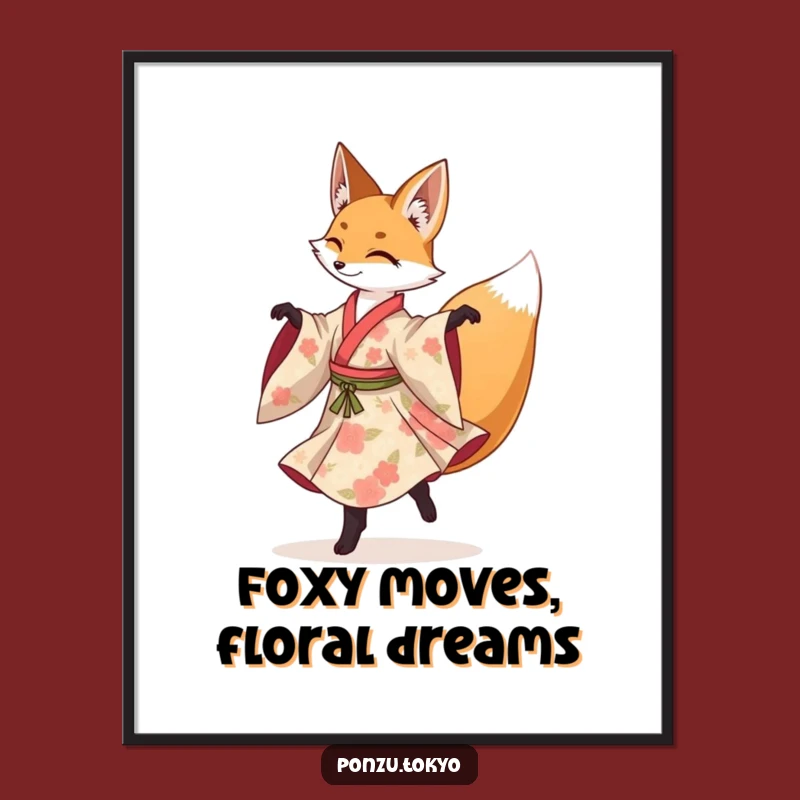 Free Printable Fox Art: Funny Kimono Pirouette Downloadable Wall Decor